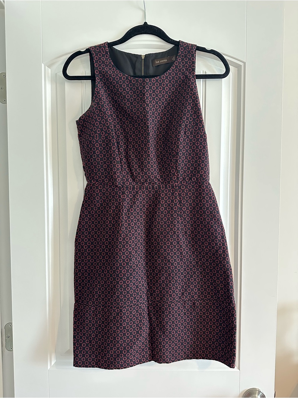 The Limited Burgundy and Navy Sleeveless Sheath Dress